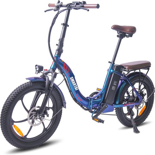 Bike 20 Zoll Faltbares Elektrofahrrad Klappfahrrad 20*3.0 Fat Tire klappbar Mountainbike Blau