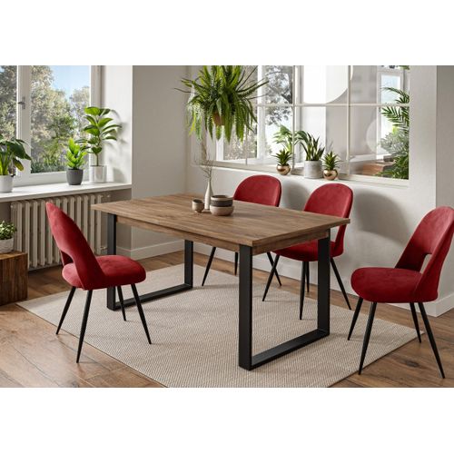 Möbelset ART- O Stirling Eiche, Polsterstoff:Rot Velvet