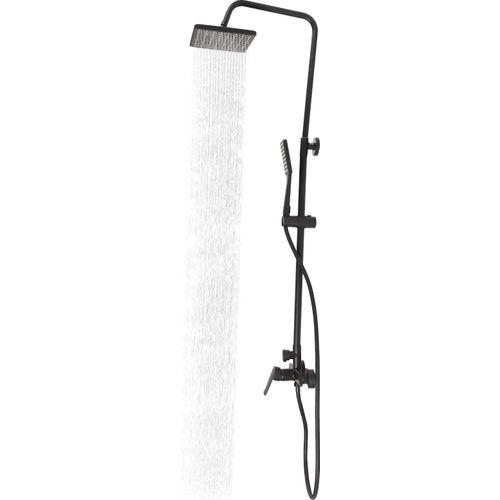 Duscharmatur Set mit Regendusche und Handbrause Schwarz höhenverstellbar 98-137cm für Badezimmer