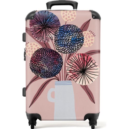 NoBoringSuitcases.com® Großer Koffer - Blumen - Pastell - Vase - Pflanzen - Kombinationsschloss TSA - Hartschalen Trolley 4 Rollen - 72 liter - Reisekoffer - 66 cmKoffer Mittelgroß 67x43x25 cm, 72L,