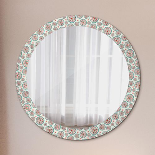 Spiegel - Mirror zum Wandspiegel Schlafzimmer – Schminkspiegel- Boho Muster- Ø80cm
