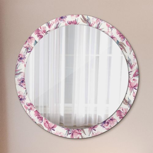 Spiegel - Mirror zum Wandspiegel Schlafzimmer – Schminkspiegel- Pfingstrosen Blumen- Ø90cm