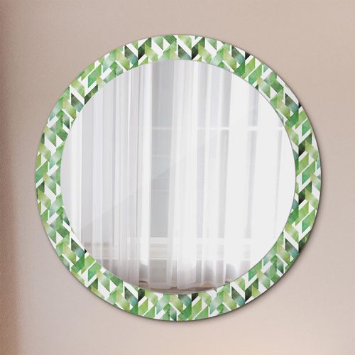 Spiegel - Mirror zum Wandspiegel Schlafzimmer – Schminkspiegel- Fischgrätenmuster- Ø80cm