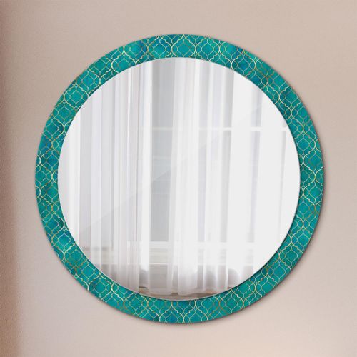 Spiegel - Mirror zum Wandspiegel Schlafzimmer – Schminkspiegel- grün und gold Komposition- Ø90cm