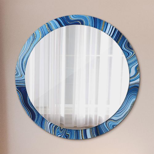 Spiegel - Mirror zum Wandspiegel Schlafzimmer – Schminkspiegel- blau Marmorierung- Ø90cm