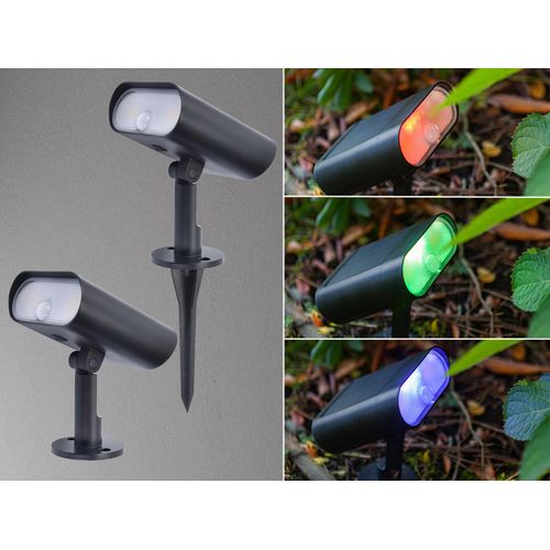 LED Solarleuchte mit Bewegungsmelder, Erdspieß oder Wand Farbwechsel per App
