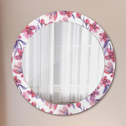 Spiegel - Mirror zum Wandspiegel Schlafzimmer – Schminkspiegel- Aquarell Blumen- Ø70cm