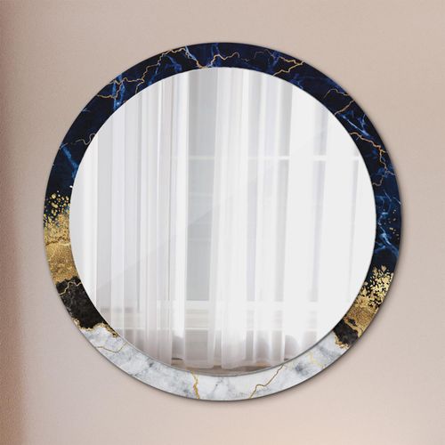 Spiegel - Mirror zum Wandspiegel Schlafzimmer – Schminkspiegel- blau Marmor- Ø100cm
