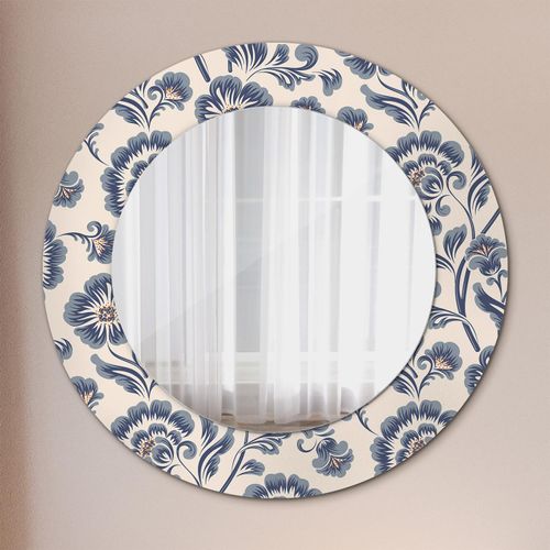 Spiegel - Mirror zum Wandspiegel Schlafzimmer – Schminkspiegel- Blume Muster- Ø60cm