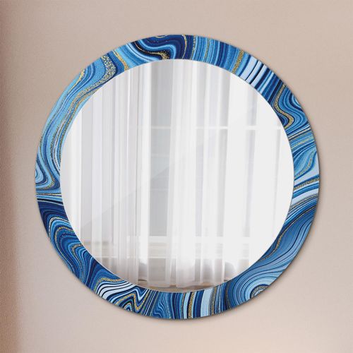Spiegel - Mirror zum Wandspiegel Schlafzimmer – Schminkspiegel- blau Marmorierung- Ø80cm
