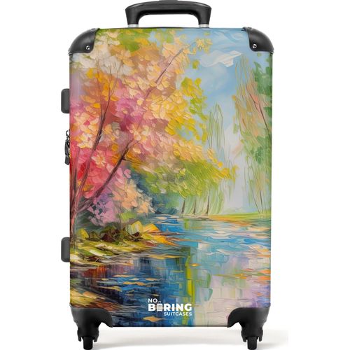 NoBoringSuitcases.com® Großer Koffer - Ölfarbe - Landschaft - Natur - Farbenfroh - Kombinationsschloss TSA - Hartschalen Trolley 4 Rollen - 72 liter - Reisekoffer - 66 cmKoffer Mittelgroß 67x43x25 cm, 72L,