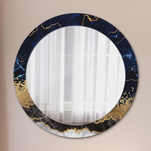 Spiegel - Mirror zum Wandspiegel Schlafzimmer – Schminkspiegel- blau Marmor- Ø70cm