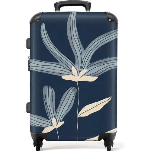 NoBoringSuitcases.com® Großer Koffer - Blumen - Pflanzen - Blau - Natur - Kombinationsschloss TSA - Hartschalen Trolley 4 Rollen - 72 liter - Reisekoffer - 66 cmKoffer Mittelgroß 67x43x25 cm, 72L,