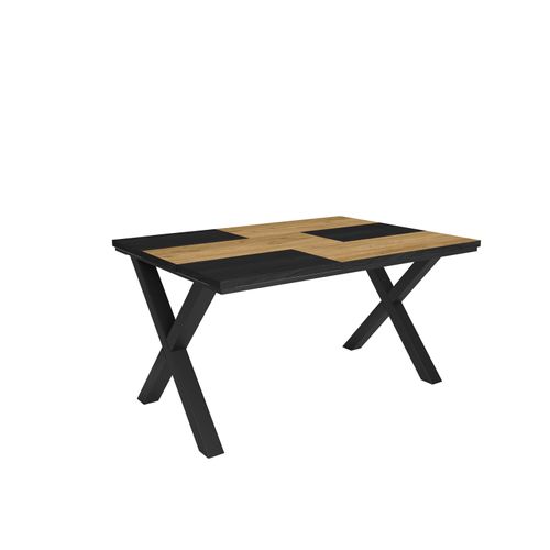 Esstische, 6 gäste, 140x90x75cm, Robust und stabil, Eiche und Schwarz, Industrielles Stil