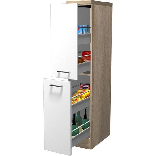 Demi Apothekerschrank Küche - 30 cm breit - Weiß Sonoma Eiche – Salerno