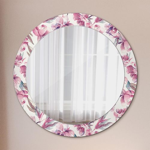 Spiegel - Mirror zum Wandspiegel Schlafzimmer – Schminkspiegel- Pfingstrosen Blumen- Ø70cm