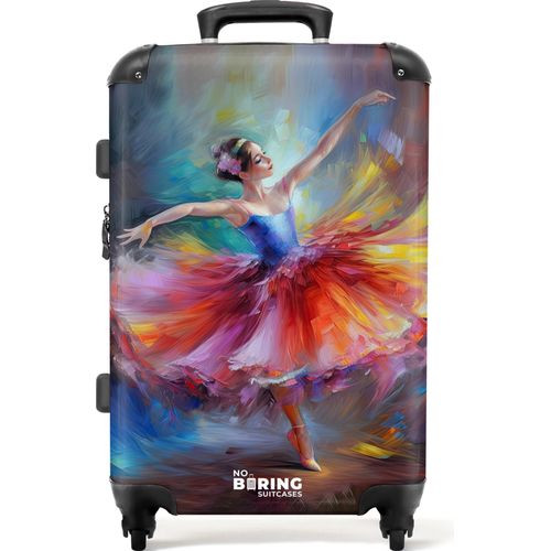 NoBoringSuitcases.com® Großer Koffer - Malerei - Ölfarbe - Tanz - Ballerina - Kombinationsschloss TSA - Hartschalen Trolley 4 Rollen - 72 liter - Reisekoffer - 66 cmKoffer Mittelgroß 67x43x25 cm, 72L,