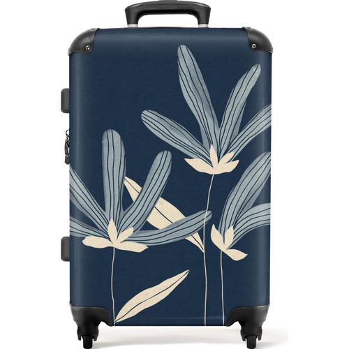 NoBoringSuitcases.com® Großer Koffer - Blumen - Blau - Pflanzen - Natur - Kombinationsschloss TSA - Hartschalen Trolley 4 Rollen - 72 liter - Reisekoffer - 66 cmKoffer Mittelgroß 67x43x25 cm, 72L,