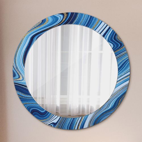 Spiegel - Mirror zum Wandspiegel Schlafzimmer – Schminkspiegel- blau Marmorierung- Ø70cm