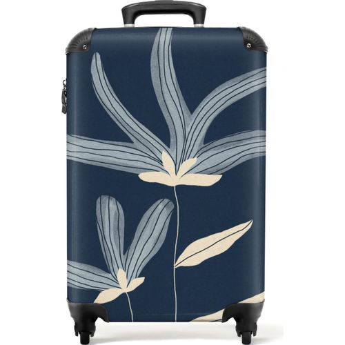 NoBoringSuitcases.com® Koffer Handgepäck Trolley Rollkoffer Kleine Reisekoffer mit 4 Rollen - Blumen - Pflanzen - Blau - Natur - Cabin Size < 55x40x23 cm & 55x40x20 cm - Fotokoffer - Kabinenkoffer - BoardgepäckHandgepäck Koffer 55x35x20 cm, 36L,