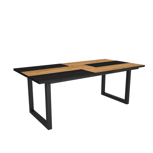 Esstische, 10 gäste, 194x90x75cm, Robust und stabil, Eiche und Schwarz, Industrielles Stil