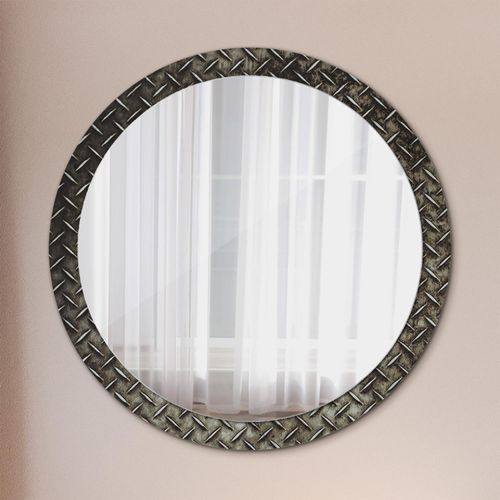 Spiegel - Mirror zum Wandspiegel Schlafzimmer – Schminkspiegel- stahl textur- Ø100cm