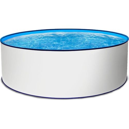 Rundpool Stahlwandpool weiß Poolfolie blau 0,8 mm Poolset rund 500 x 120 cm als Einzelbecken