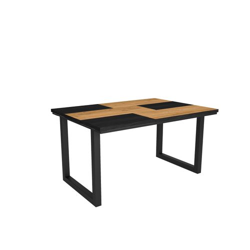 Esstische, 6 gäste, 140x90x75cm, Robust und stabil, Eiche und Schwarz, Industrielles Stil