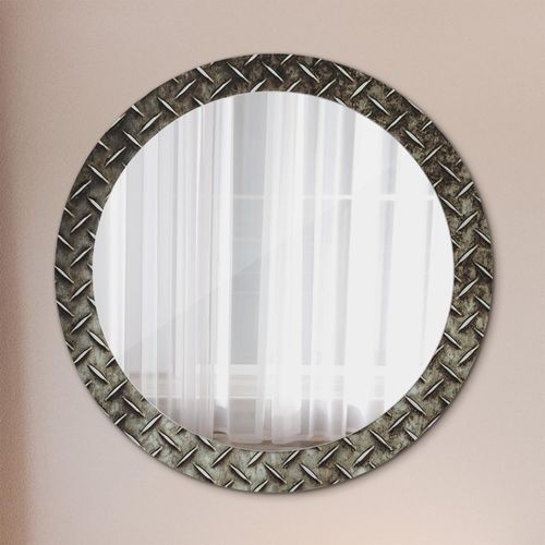 Spiegel - Mirror zum Wandspiegel Schlafzimmer – Schminkspiegel- stahl textur- Ø80cm