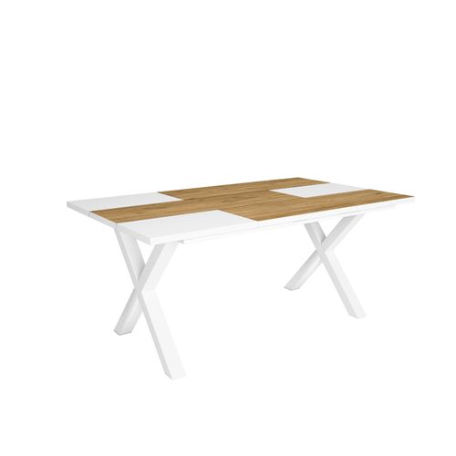 Esstische, 8 gäste, 167x90x75cm, Robust und stabil, Eiche und Weiß, Industrielles Stil
