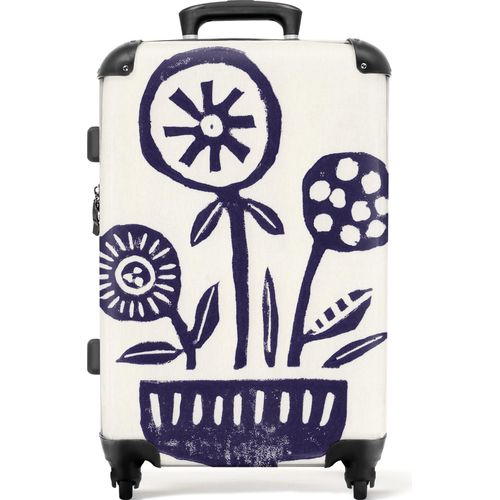 NoBoringSuitcases.com® Großer Koffer - Blumen - Pflanzen - Vase - Abstrakt - Kombinationsschloss TSA - Hartschalen Trolley 4 Rollen - 72 liter - Reisekoffer - 66 cmKoffer Mittelgroß 67x43x25 cm, 72L,