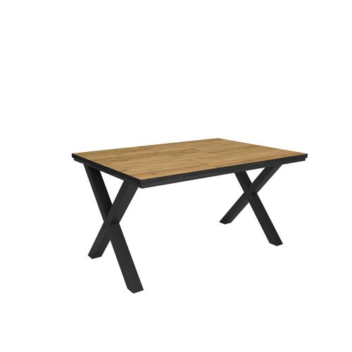 Esstische, 6 gäste, 140x90x75cm, Robust und stabil, Eiche und schwarz, Industrielles Stil