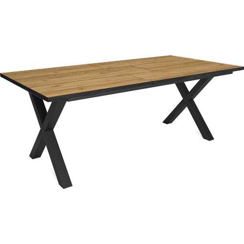 Esstische, 10 gäste, 194x90x75cm, Robust und stabil, Eiche und schwarz, Industrielles Stil