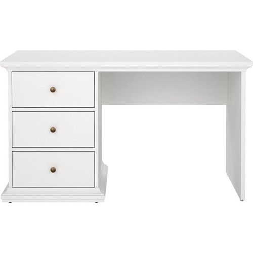 Venedig Schreibtisch mit 3 Schubladen Breite 130 cm, Höhe 73 cm weiß.