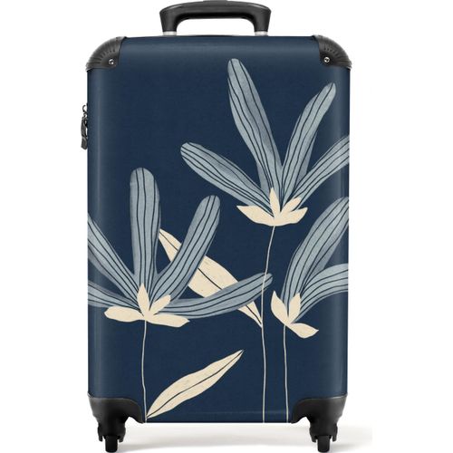 NoBoringSuitcases.com® Koffer Handgepäck Trolley Rollkoffer Kleine Reisekoffer mit 4 Rollen - Blumen - Blau - Pflanzen - Natur - Cabin Size < 55x40x23 cm & 55x40x20 cm - Fotokoffer - Kabinenkoffer - BoardgepäckHandgepäck Koffer 55x35x20 cm, 36L,