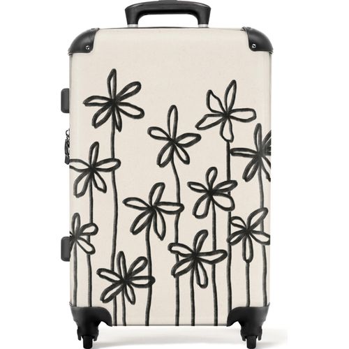 NoBoringSuitcases.com® Großer Koffer - Blumen - Pflanzen - Pastell - Abstrakt - Kombinationsschloss TSA - Hartschalen Trolley 4 Rollen - 72 liter - Reisekoffer - 66 cmKoffer Mittelgroß 67x43x25 cm, 72L,