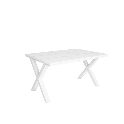 Esstische, 6 gäste, 140x90x75cm, Robust und stabil, Weiß, Industrielles Stil