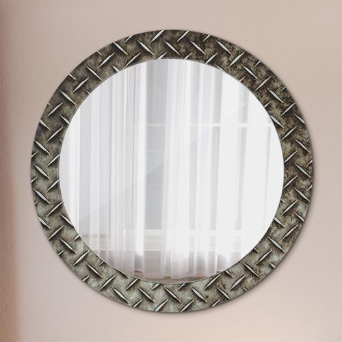 Spiegel - Mirror zum Wandspiegel Schlafzimmer – Schminkspiegel- stahl textur- Ø70cm