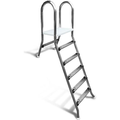 Poolleiter Classic 150/40 cm I 1x5 + 1x1-stufig I V2A Edelstahl Leiter Treppe