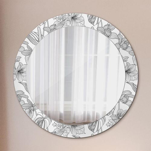 Spiegel - Mirror zum Wandspiegel Schlafzimmer – Schminkspiegel- Floral Muster- Ø70cm