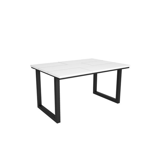 Esstische, 6 gäste, 140x90x75cm, Robust und stabil, Weiß, Industrielles Stil