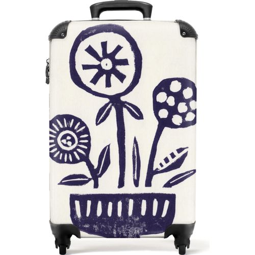 NoBoringSuitcases.com® Koffer Handgepäck Trolley Rollkoffer Kleine Reisekoffer mit 4 Rollen - Blumen - Pflanzen - Vase - Abstrakt - Cabin Size < 55x40x23 cm & 55x40x20 cm - Fotokoffer - Kabinenkoffer - BoardgepäckHandgepäck Koffer 55x35x20 cm, 36L,