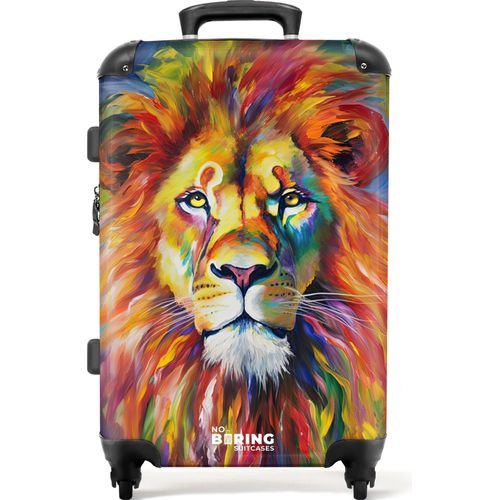 NoBoringSuitcases.com® Großer Koffer - Porträt eines Löwen in bunter Ölfarbe - Kombinationsschloss TSA - Hartschalen Trolley 4 Rollen - 72 liter - Reisekoffer - 66 cmKoffer Mittelgroß 67x43x25 cm, 72L,