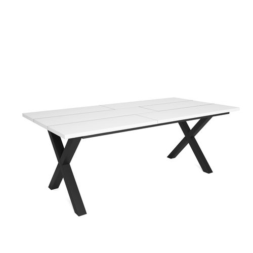 Esstische, 10 gäste, 194x90x75cm, Robust und stabil, Weiß, Industrielles Stil