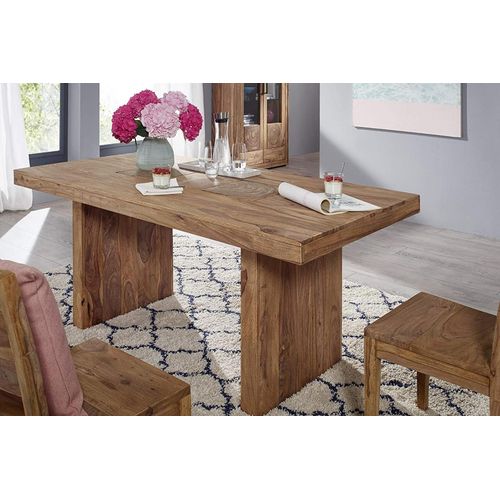 Esszimmer Esstisch Akazie Natur 200 x 100 cm Holzgestell Nora