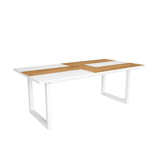 Esstische, 10 gäste, 194x90x75cm, Robust und stabil, Eiche und Weiß, Industrielles Stil