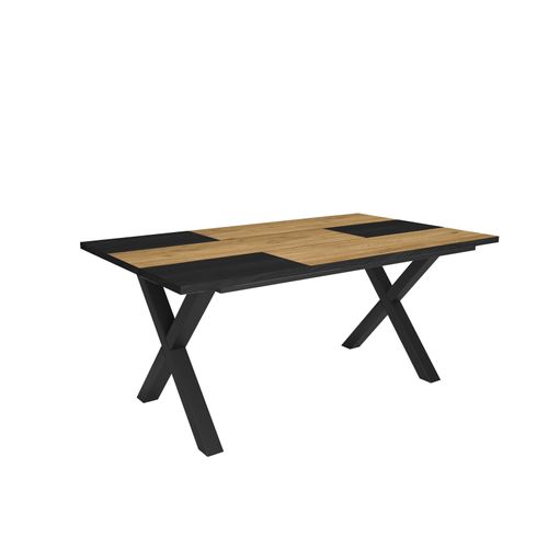 Esstische, 8 gäste, 167x90x75cm, Robust und stabil, Eiche und Schwarz, Industrielles Stil