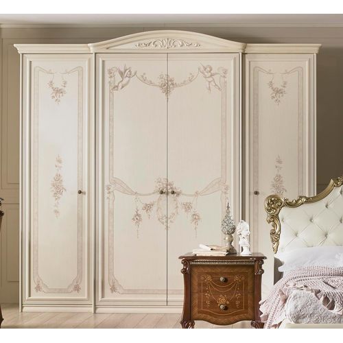Italienisches Kleiderschrank Jennifer in Beige / Walnuss