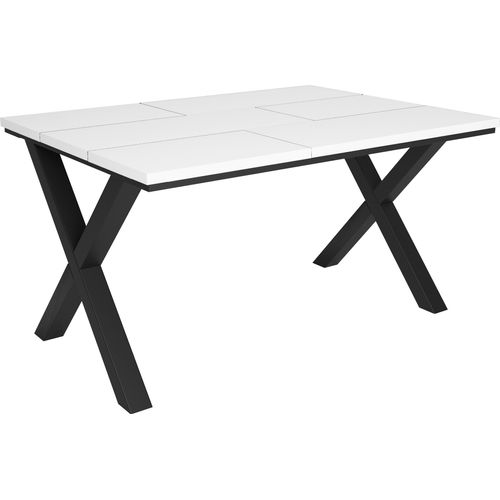 Esstische, 6 gäste, 140x90x75cm, Robust und stabil, Weiß, Industrielles Stil