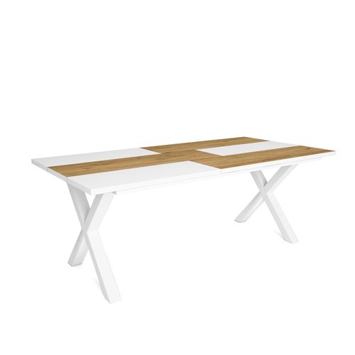 Esstische, 10 gäste, 194x90x75cm, Robust und stabil, Eiche und Weiß, Industrielles Stil